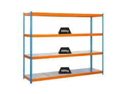 PROREGAL Schwerlastregal Big Metal Yeti Four HxBxT 200 x 150 x 45 cm Fachlast 400 kg Blau-Orange