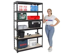 PROREGAL Schwerlastregal Giant Tiger HxBxT 200 x 120 x 40 cm Fachlast 265 kg 6-Ebenen Schwarz