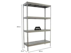 PROREGAL Metallregale^Schwerlastregal Metal Beast Four HxBxT 200 x 180 x 45 cm Fachlast 600 kg Verzinkt