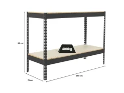 PROREGAL Metallregale|Schwerlastregal^Schwerlastregal Mini Wood Yeti Two HxBxT 90 x 150 x 75 cm Fachlast 400 kg Anthrazit