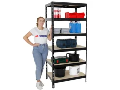 PROREGAL Regale Schwarz|Metallregale^Schwerlastregal Giant Tiger HxBxT 200 x 90 x 60 cm Fachlast 265 kg 6-Ebenen Schwarz