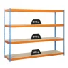PROREGAL Schwerlastregal Wood Beast Four HxBxT 200 x 240 x 60 cm 4 Ebenen Fachlast 400 kg Blau-Orange