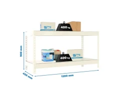 PROREGAL Schwerlastregal Mini Metal Yeti Two HxBxT 90 x 120 x 45 cm Fachlast 400 kg Weiß