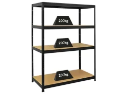 PROREGAL Schwerlastregal Big Elephant HxBxT 160 x 120 x 60 cm Fachlast 200kg Schwarz