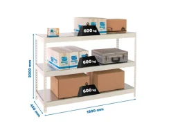 PROREGAL Regalsysteme^Schwerlastregal Metal Beast Three HxBxT 200 x 180 x 45 cm Fachlast 600 kg Weiß