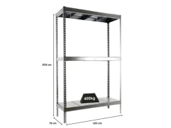 PROREGAL Schwerlastregal Big Metal Yeti Three HxBxT 200 x 120 x 75 cm Fachlast 400 kg Verzinkt