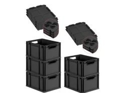 PROREGAL Aufbewahrung^SparSet 5x Eurobox Nextgen Grip Mit Auflagedeckel Und en Verschlüssen HxBxT 22x30x40cm 20 Liter Griffe Offen
