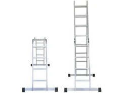 PROREGAL Leitern^Sprossen-Mehrzweckleiter MULTISTEP mit Gerüstplattform Aluminium 4x4 Sprossen bis zu 4,6 m Höhe Traglast 150kg