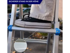 PROREGAL Sprossen-Mehrzweckleiter APOLLO 3-In-1 Aluminiumleiter 4x4 Sprossen Bis Zu 4 M Höhe 150 kg Traglast Silber Klappleiter Stehleiter