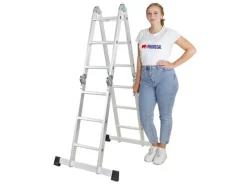 PROREGAL Leitern^Sprossen-Mehrzweckleiter MULTISTEP mit Gerüstplattform Aluminium 4x3 Sprossen bis zu 3,6 m Höhe Traglast 150kg