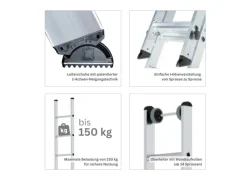 PROREGAL Sprossen-Schiebeleiter 2-Teilig Ohne Traverse 2 x 14 Sprossen