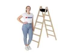 PROREGAL Leitern^Sprossen-Stehleiter Holz 2 x 6 Sprossen