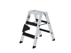 PROREGAL Klapptritte^Stufen-Stehleiter Beidseitig Begehbar mit Clip-Step Relax 2 x 3 Stufen