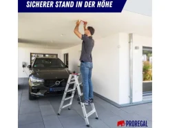 PROREGAL Klapptritte^Stufen-Stehleiter Beidseitig Begehbar 2 x 9 Stufen