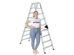 PROREGAL Klapptritte^Stufen-Stehleiter Beidseitig Begehbar 2 x 9 Stufen