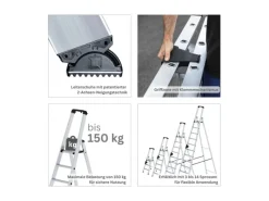 PROREGAL Klapptritte^Stufen-Stehleiter Einseitig Begehbar 9 Stufen