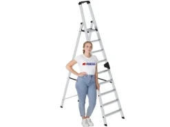 PROREGAL Klapptritte^Stufen-Stehleiter Einseitig Begehbar 9 Stufen