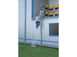 PROREGAL Klapptritte^Teleskopleiter 4-Teilig mit Traverse 4 x 3 Sprossen