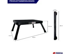 PROREGAL Tritthocker Klappbar 18x47x32cm Traglast 150kg Stahl Matt Schwarz Hocker Klapphocker Falthocker Haushaltsleiter Trittleiter