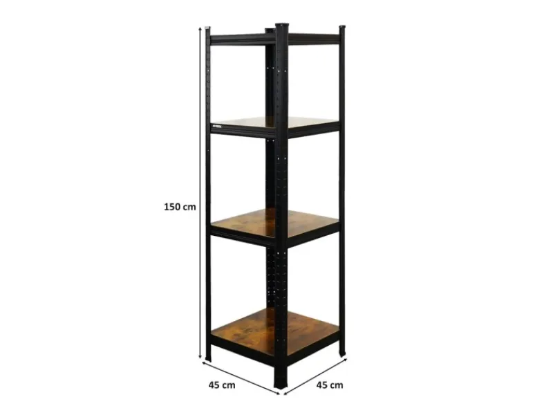 PROREGAL Schwerlastregal^Vintage Series Schwerlastregal Ragnar für Gesamtlast 400 kg Maße 150x45x45cm Vintagebraun-Schwarz