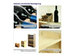 PROREGAL Regale Massivholz^Weinregal Pinotwine C HxBxT 138,4 x 72,8 x 26,5 cm 77 Flaschen Massives Kiefernholz Geölt