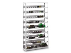 PROREGAL Flaschenregale^Weinregal Schraubsystem Grundregal HxBxT 150 x 100 x 30 cm Fachlast 35 kg 7 Ebenene Für 133 Flaschen Lichtgrau