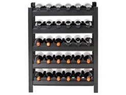 PROREGAL Weinregal Toskana HxBxT 75 x 60 x 30 cm 30 Flaschen Auf 5 Ebenen Schwarz Wein Metallregal Weinständer Flaschenständer
