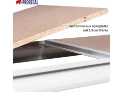 PROREGAL Büroregale^Weitspannregal Maximus Pro Grundregal HxBxT 400 x 250 x 120 cm 4 Ebenen Spanplatten Fachboden Fachlast 530 kg Lichtblau & Lichtgrau