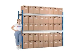 PROREGAL Weitspannregal Maximus Pro Grundregal HxBxT 250 x 175 x 50 cm 4 Ebenen Spanplatten Fachboden Fachlast 770 kg Lichtblau & Lichtgrau