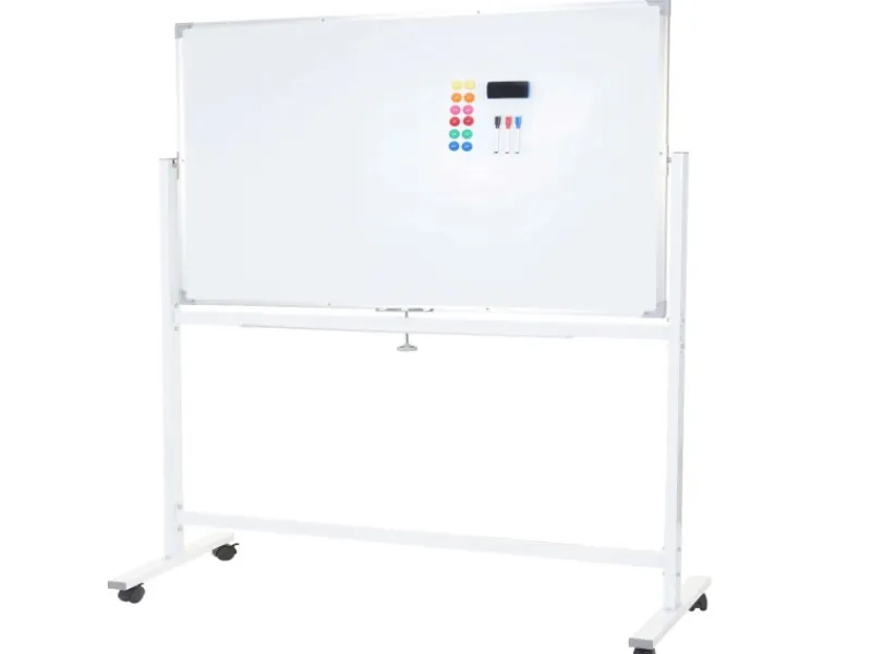 PROREGAL Pinnwände^Whiteboard HxBxT 186x186x56 cm Mobil Rollbar Inkl. Zubehör Magnettafel Memoboard Pinnwand