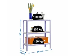 PROREGAL Metallregale^Wohnregal Living Koala Metal mit 3 Fachböden HxBxT 90 x 80 x 40 cm Fachlast 150 kg Lila/Weiß