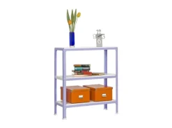 PROREGAL Metallregale^Wohnregal Living Koala Metal mit 3 Fachböden HxBxT 90 x 80 x 40 cm Fachlast 150 kg Lila/Weiß