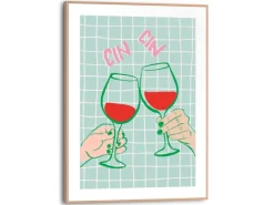 Reinders Gerahmtes Bild Cin Cin für Küche 40 cm x 30 cm Grün