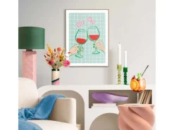 Reinders Gerahmtes Bild Cin Cin für Küche 40 cm x 30 cm Grün