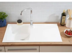 Respekta Schränke^Einbauspüle Mineralite Boston 86 cm x 50 cm