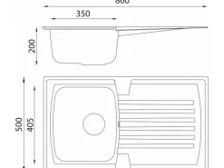Respekta Schränke^Einbauspüle Mineralite Boston 86 cm x 50 cm