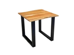 Klarlacke^SAM Esstisch Baumkante Massiv Akazie Natur 80 x 80 Schwarz QUINN