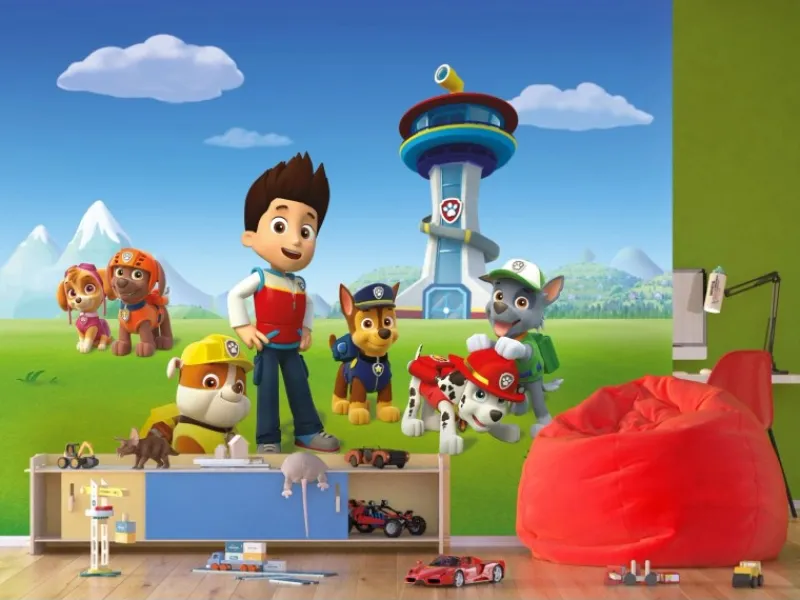 Sanders & Sanders Fototapete Paw Patrol Blau Grün und Rot 360 x 270 cm 600598