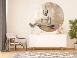 Sanders & Sanders Wandtattoos^Selbstklebende Runde Tapete Budha Beige Ø 140 cm 601126