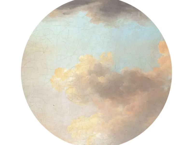 Sanders & Sanders Selbstklebende Runde Tapete Clous Blau und Beige Ø 125 cm 611729