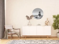 Sanders & Sanders Wandtattoos^Selbstklebende Runde Tapete Kieselsteine Grau Ø 70 cm 601094