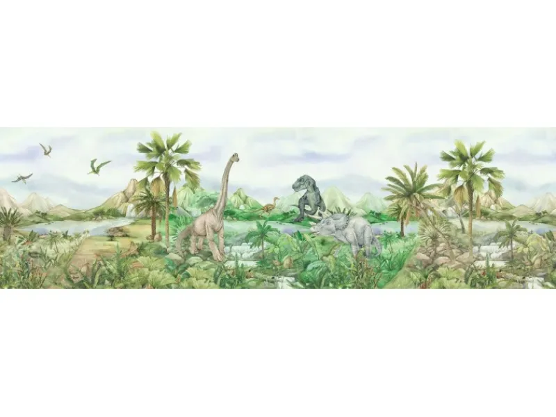 Sanders & Sanders Bordüren^Selbstklebende Tapetenbordüre Dinosaurier Grün 9.7 x 500 cm 601307
