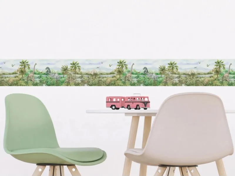 Sanders & Sanders Bordüren^Selbstklebende Tapetenbordüre Dinosaurier Grün 9.7 x 500 cm 601307