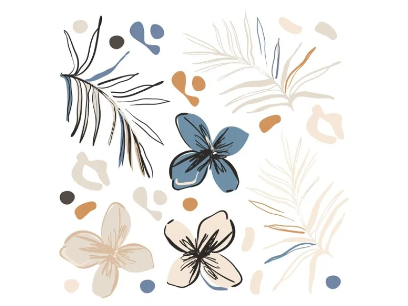 Sanders & Sanders Wandtattoo Blumenmuster Beige Blau und Orange 30 x 30 cm 601330