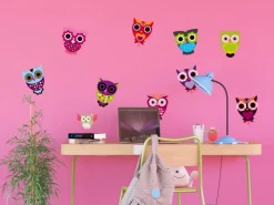 Sanders & Sanders Wandtattoos^Wandtattoo Eulen Rosa Grün und Blau 65 x 85 cm 600309