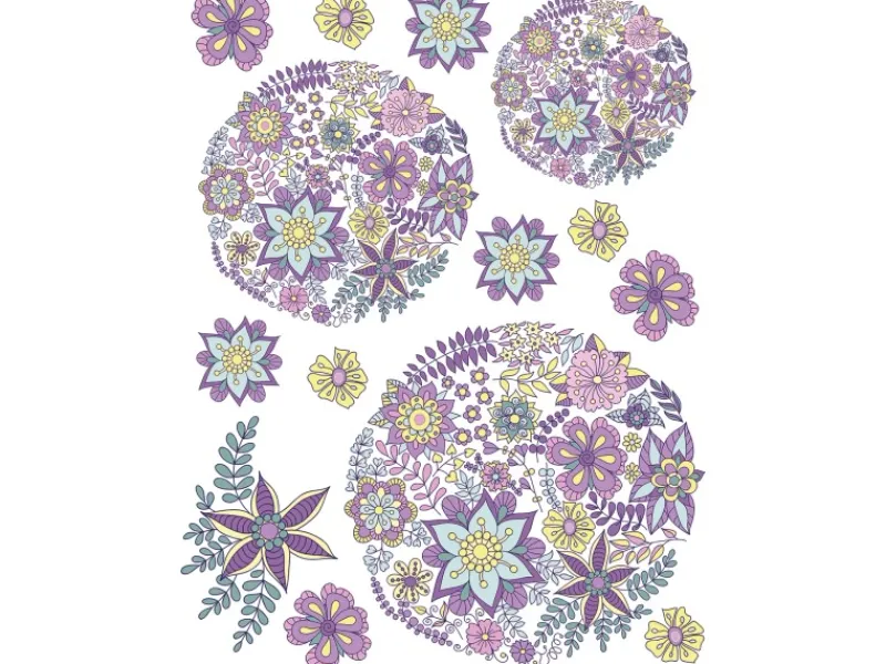 Sanders & Sanders Wandtattoo Blumen Lila Rosa und Gelb 65 x 85 cm 600274