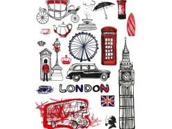 Sanders & Sanders Wandtattoo London Schwarz und Rot 65 x 85 cm 600270