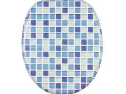 Sanilo Mosaik^WC Sitz mit Absenkautomatik Mosaik Blau, Hochwertiger und Stabiler Toilettendeckel aus Holz