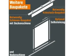 Skyscope Schiebetür-Bau-Set Kniestock Profil Silber Dekor 1022 x 1400 mm