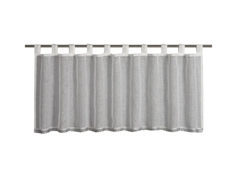 Sehlbach Bistrogardine mit Schlaufen Shiny Border 135 cm x 45 cm Weiß